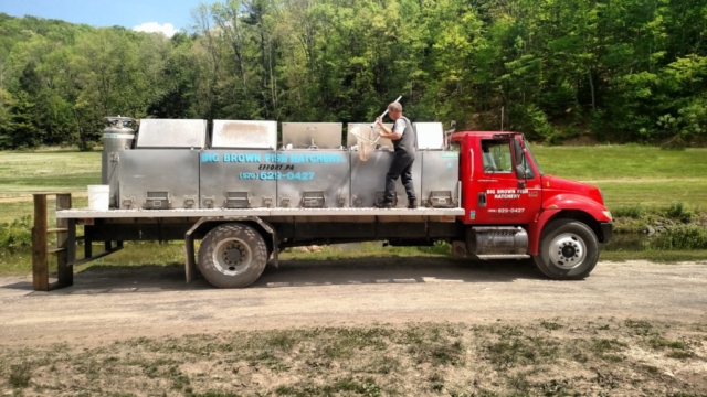 Fish Stocking truck in Pennsylvania. Trout in the Poconos.